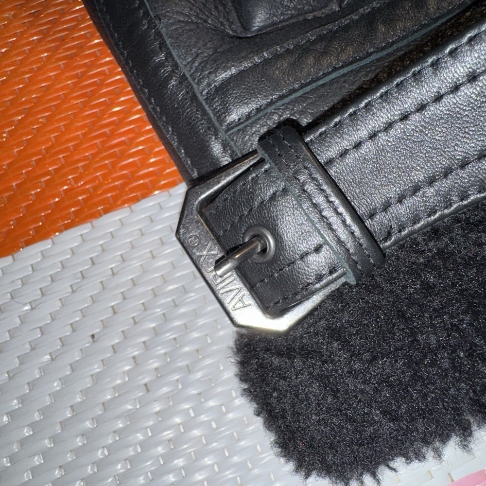 Avirex USA Sheepskin Shearling Lined Flight Bomber B-3 Jacket Black Men's Small - Picture 4 of 8